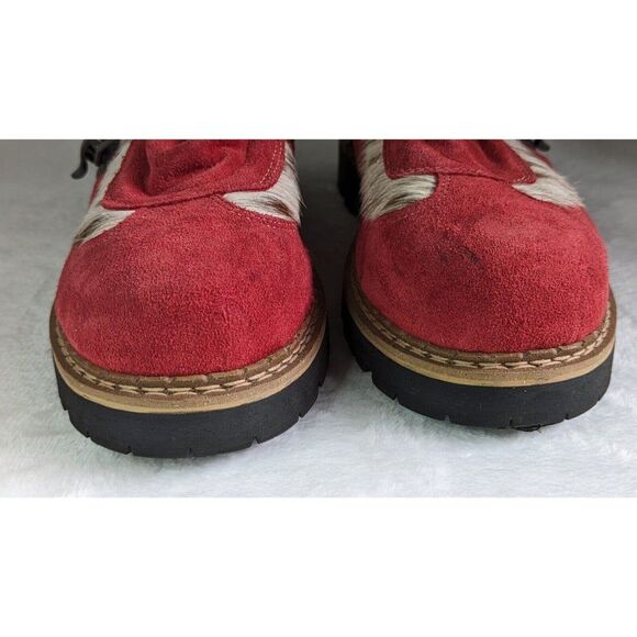 MARTINO of Canada Red ALPINE Leather Boot Womens Sz 9 Brass Metal Buckle Closure - Picture 12 of 12